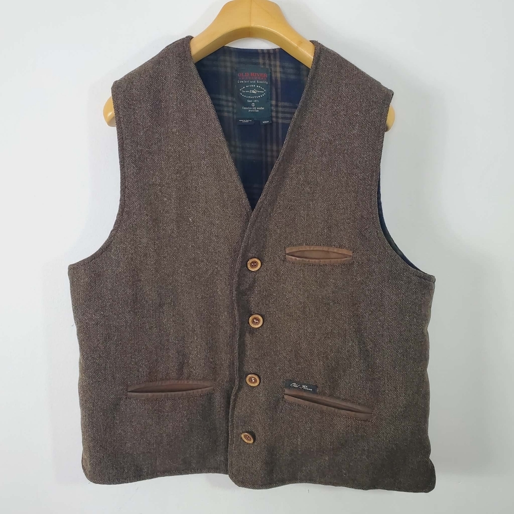Old River Brown Tweed 100% Wool  Vest with Buttons